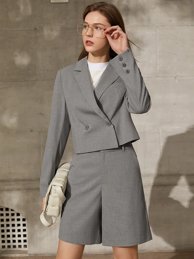 Amii Minimalism Spring New Women'S Suit Fashion Solid Lapel Suit Coat Women Loose Shorts Causal High Waist Female Pants 12130066