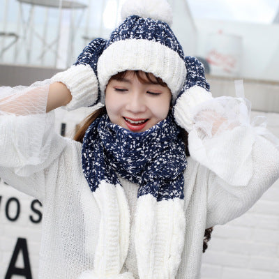 Three Piece Hat Scarf And Gloves For Women