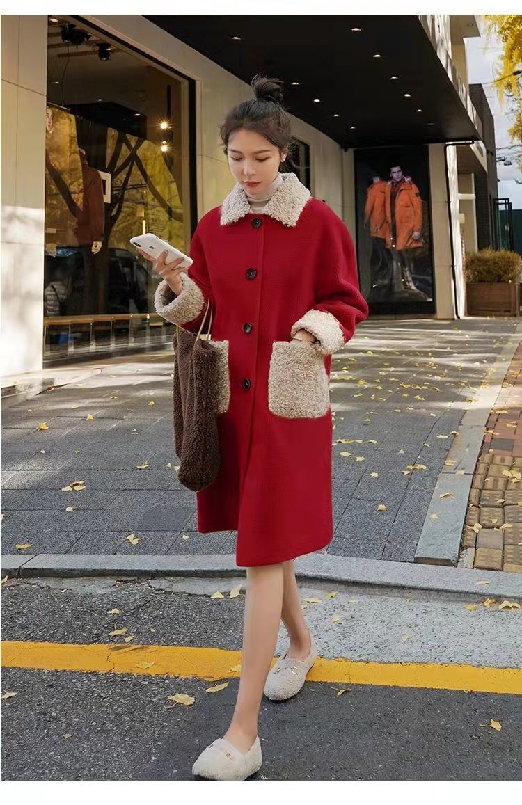 Women's Mid-length Thickened Faux Lamb Plush Coat