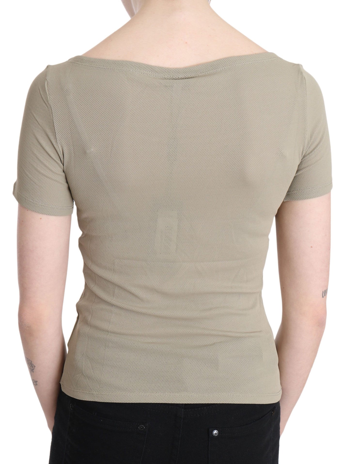 GF Ferre Gray 100% Nylon Short Sleeve Casual Tank Top Blouse
