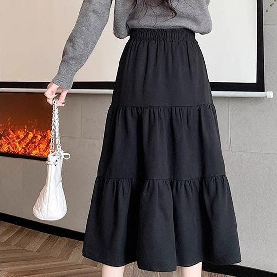 Women's High Waisted Versatile A-line Skirt With Large Hem