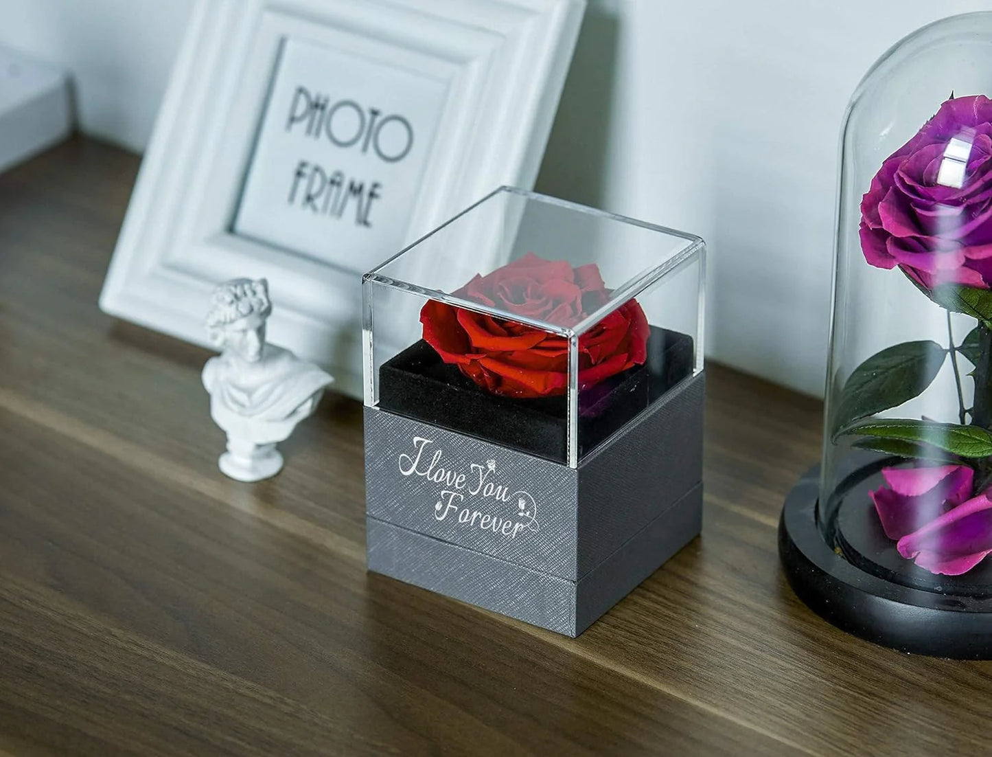 Preserved Real Rose with "I Love You" Necklace - Thoughtful Gift for Her