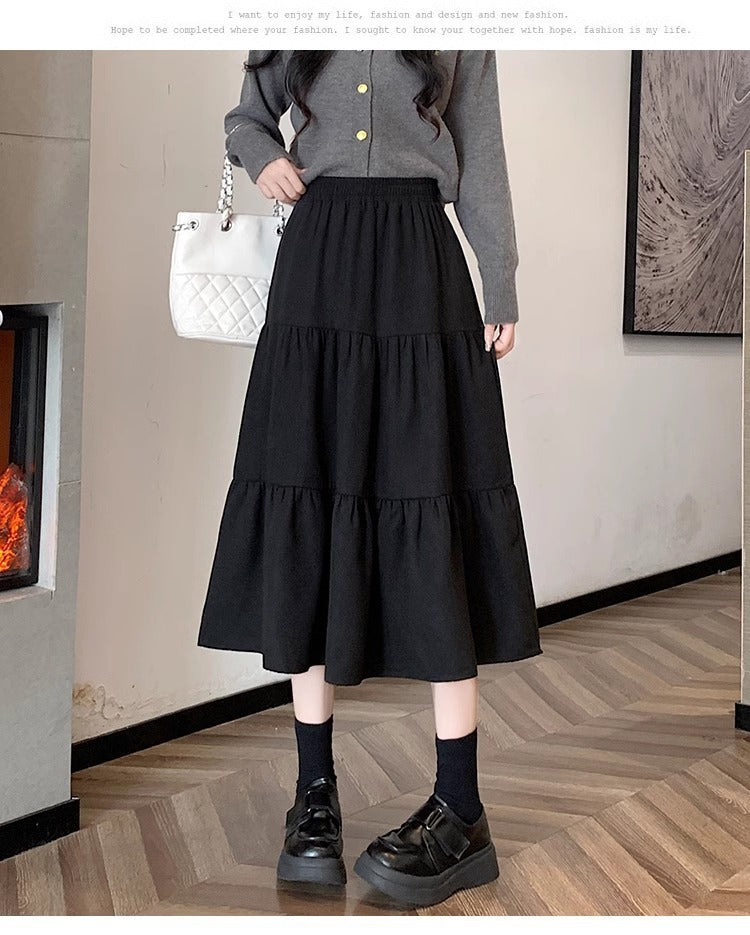 Women's High Waisted Versatile A-line Skirt With Large Hem