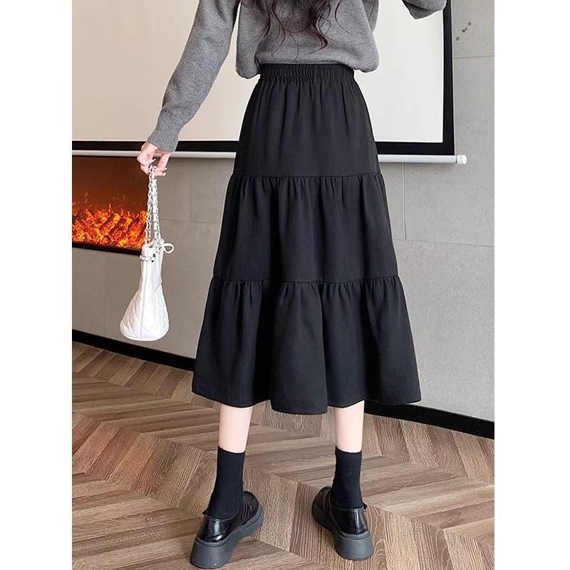 Women's High Waisted Versatile A-line Skirt With Large Hem