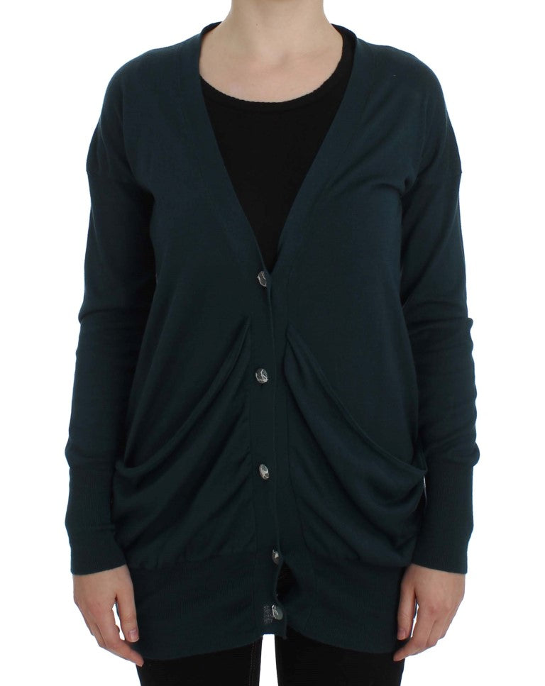 PINK MEMORIES Green Button Down Cardigan Sweater