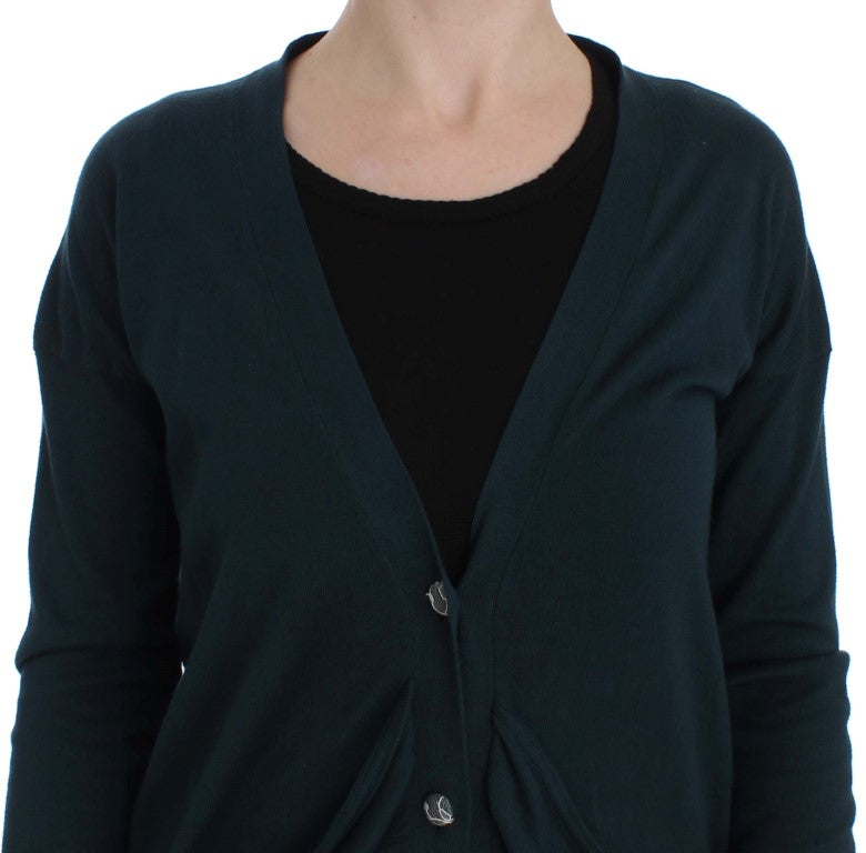 PINK MEMORIES Green Button Down Cardigan Sweater