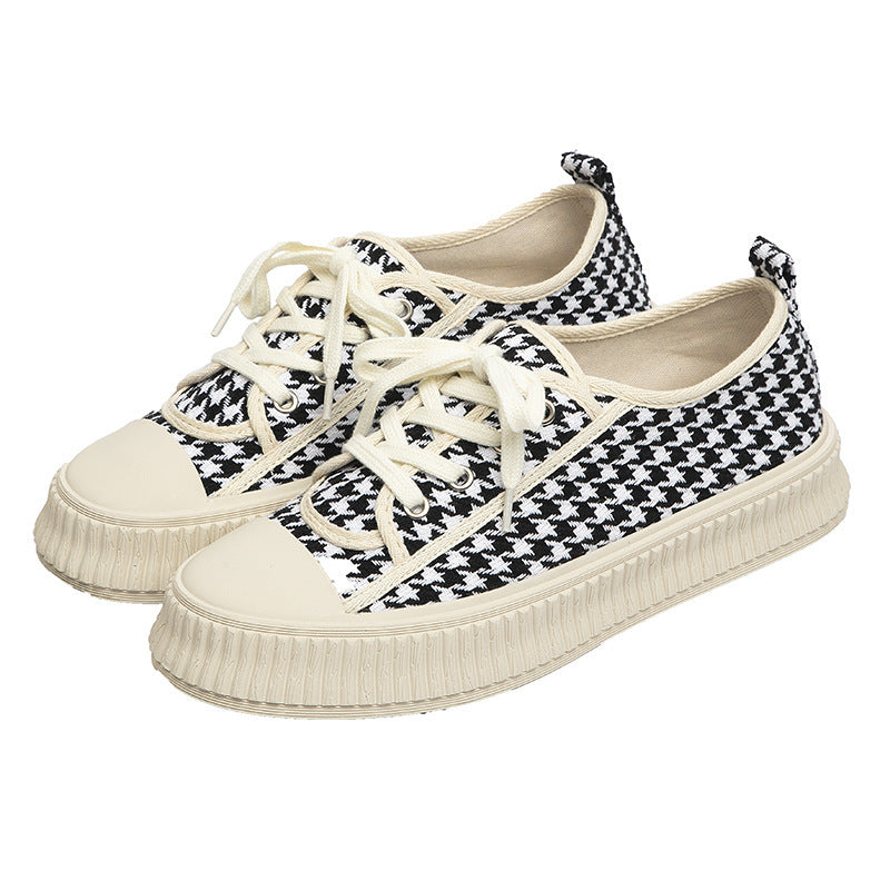 Wide-foot Casual Flat Sneakers Women's Platform Lace-up Large Size Women's Shoes