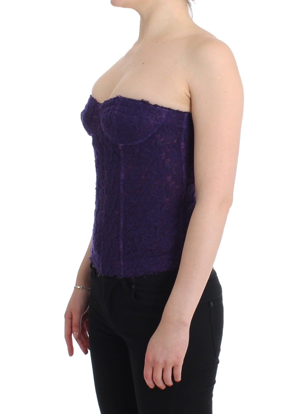 Ermanno Scervino Lingerie Purple Corset Bustier Top Floral Lace