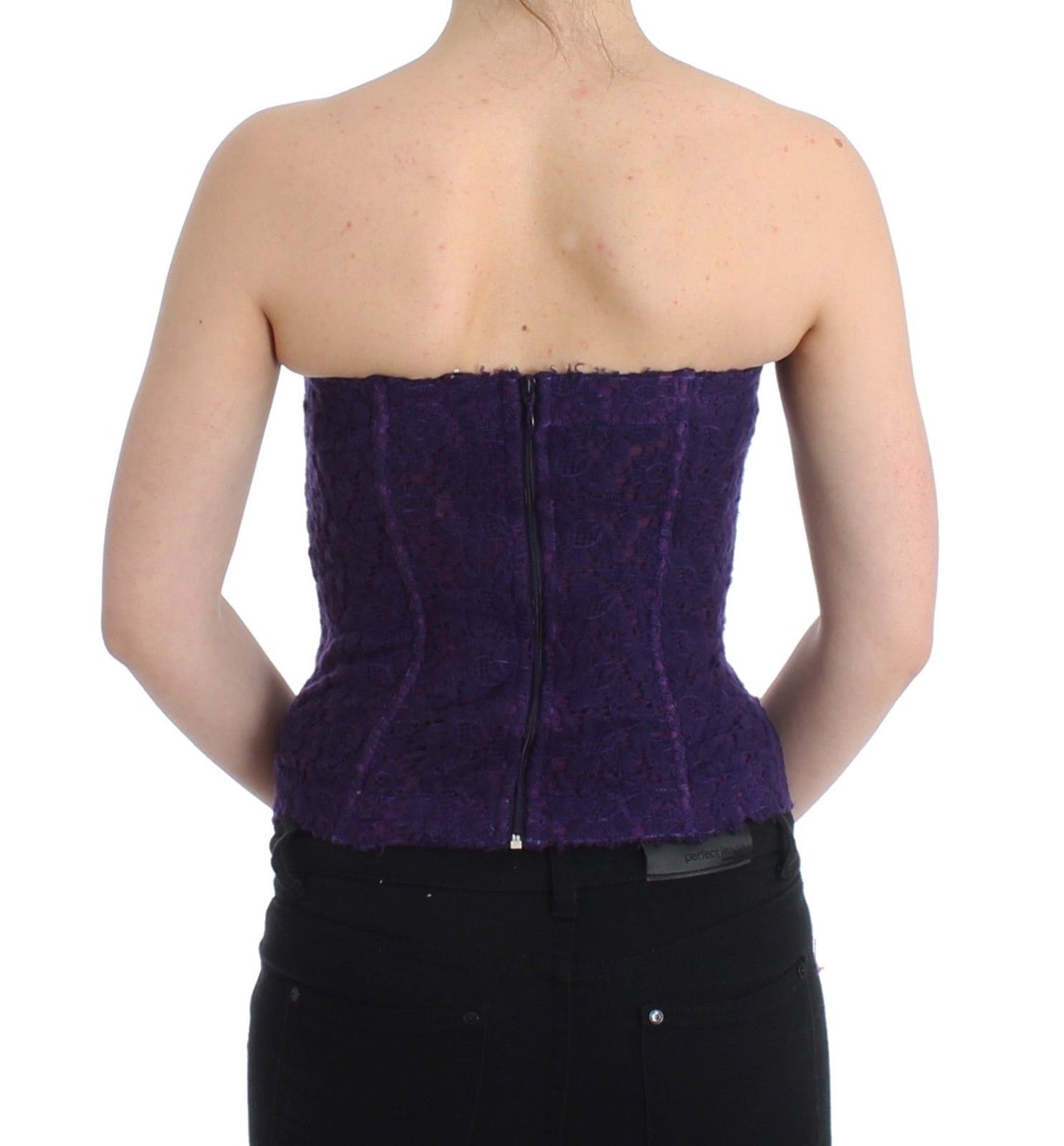 Ermanno Scervino Lingerie Purple Corset Bustier Top Floral Lace