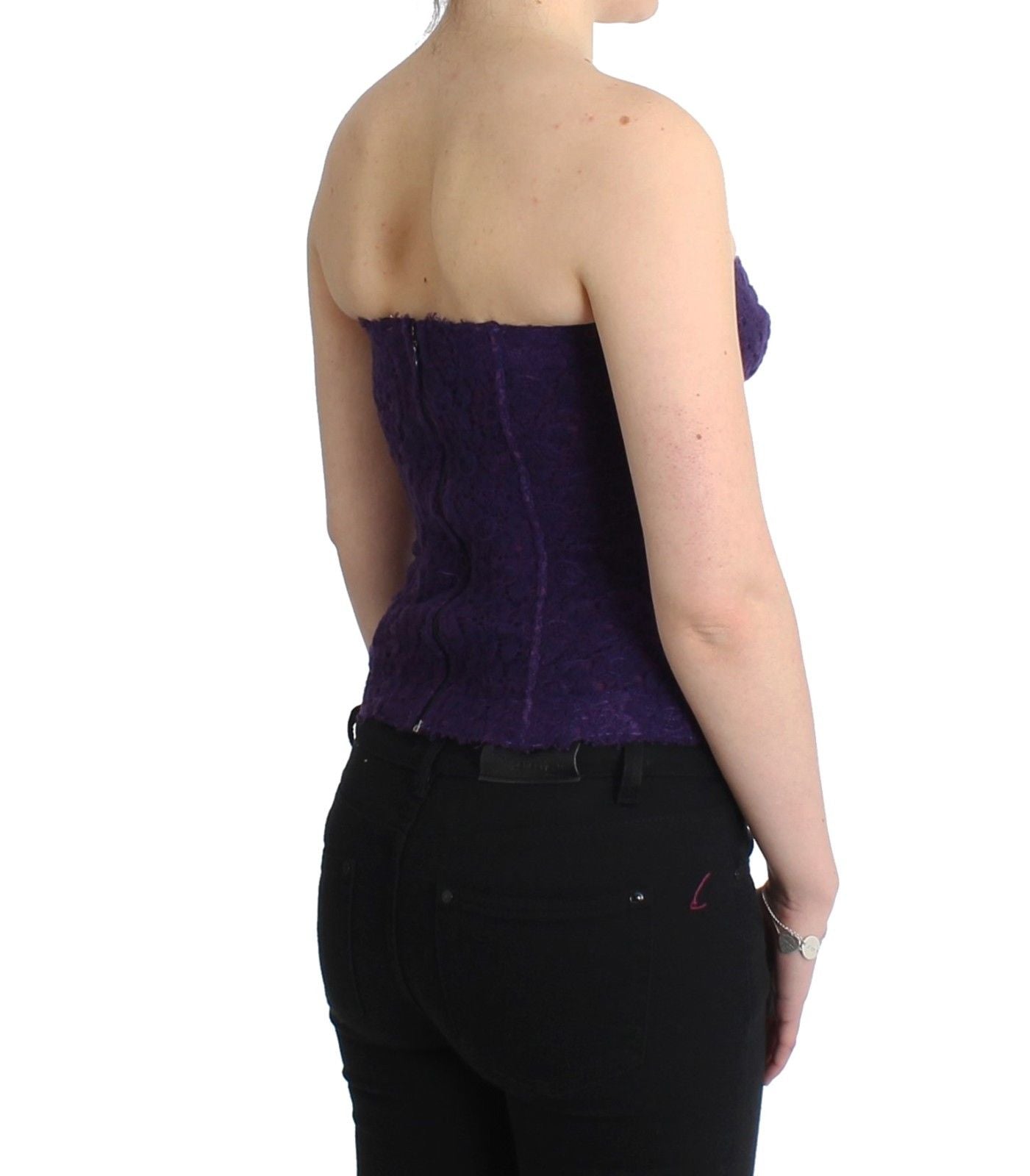 Ermanno Scervino Lingerie Purple Corset Bustier Top Floral Lace