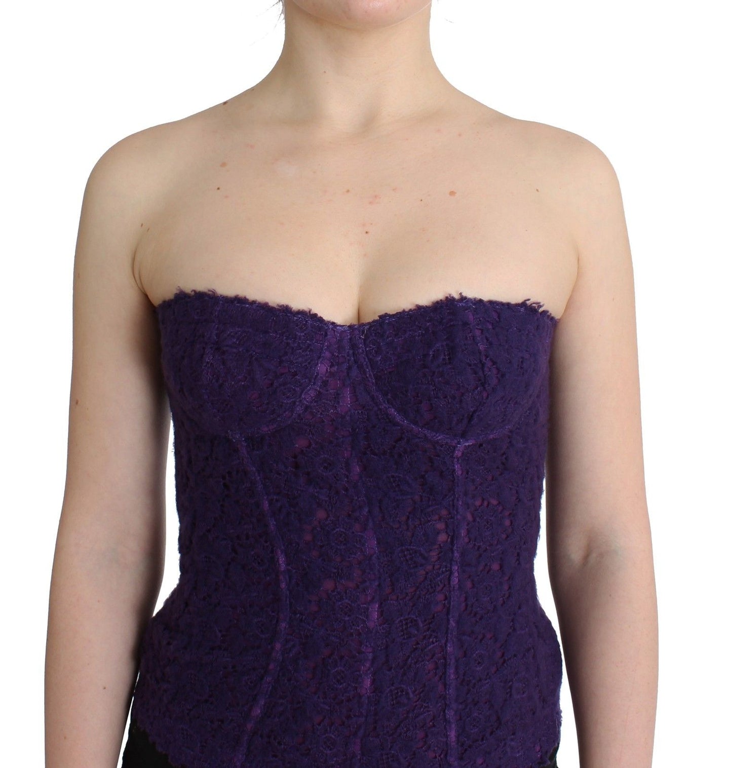 Ermanno Scervino Lingerie Purple Corset Bustier Top Floral Lace