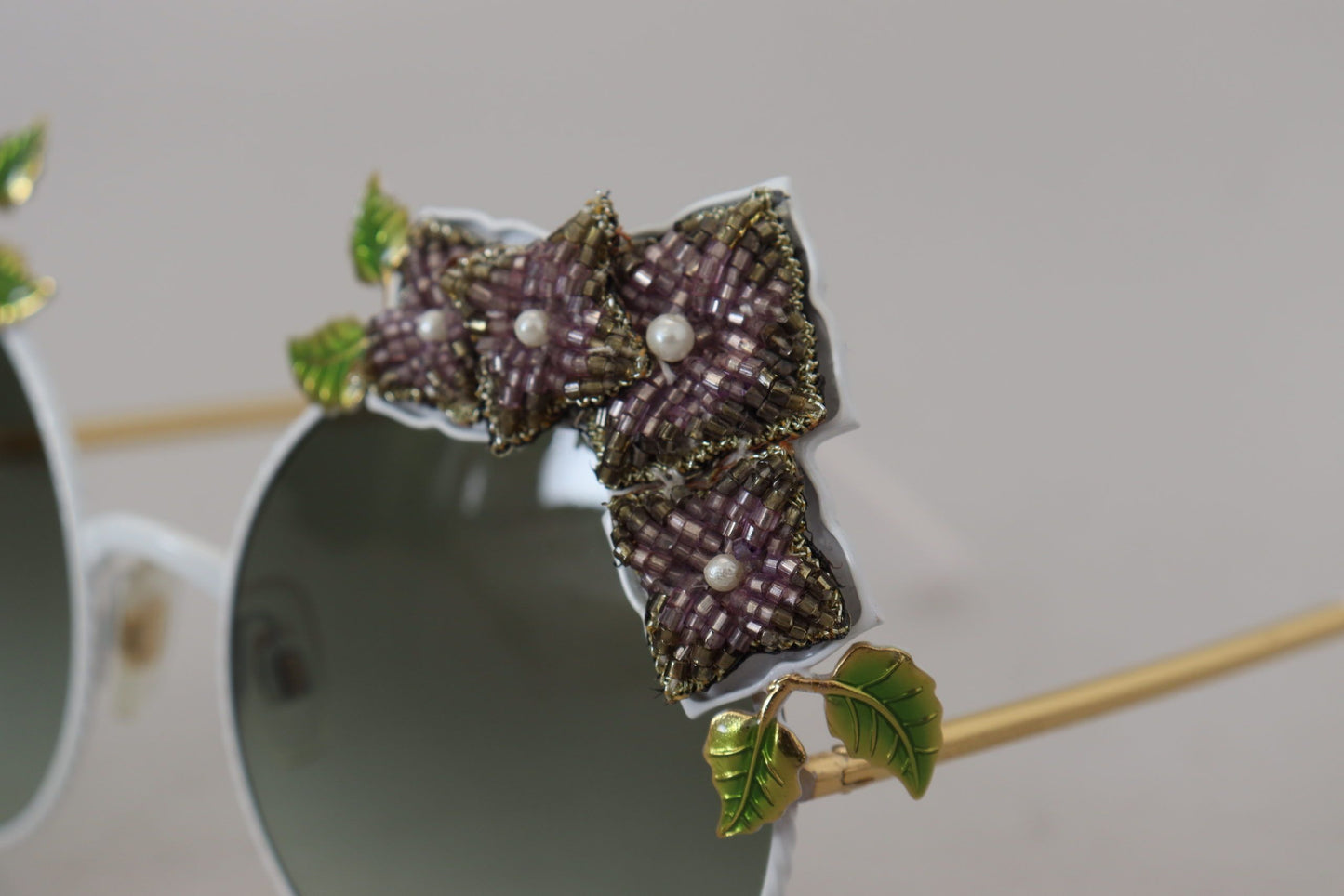 Dolce & Gabbana Gold Floral Embellished Metal Frame Round DG2186 Sunglasses