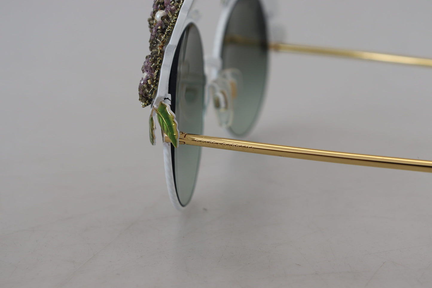 Dolce & Gabbana Gold Floral Embellished Metal Frame Round DG2186 Sunglasses
