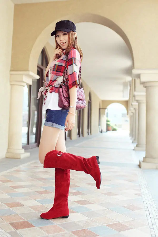 High Leg Boot Suede Ethnic Style Knight Women's Shoes My Store