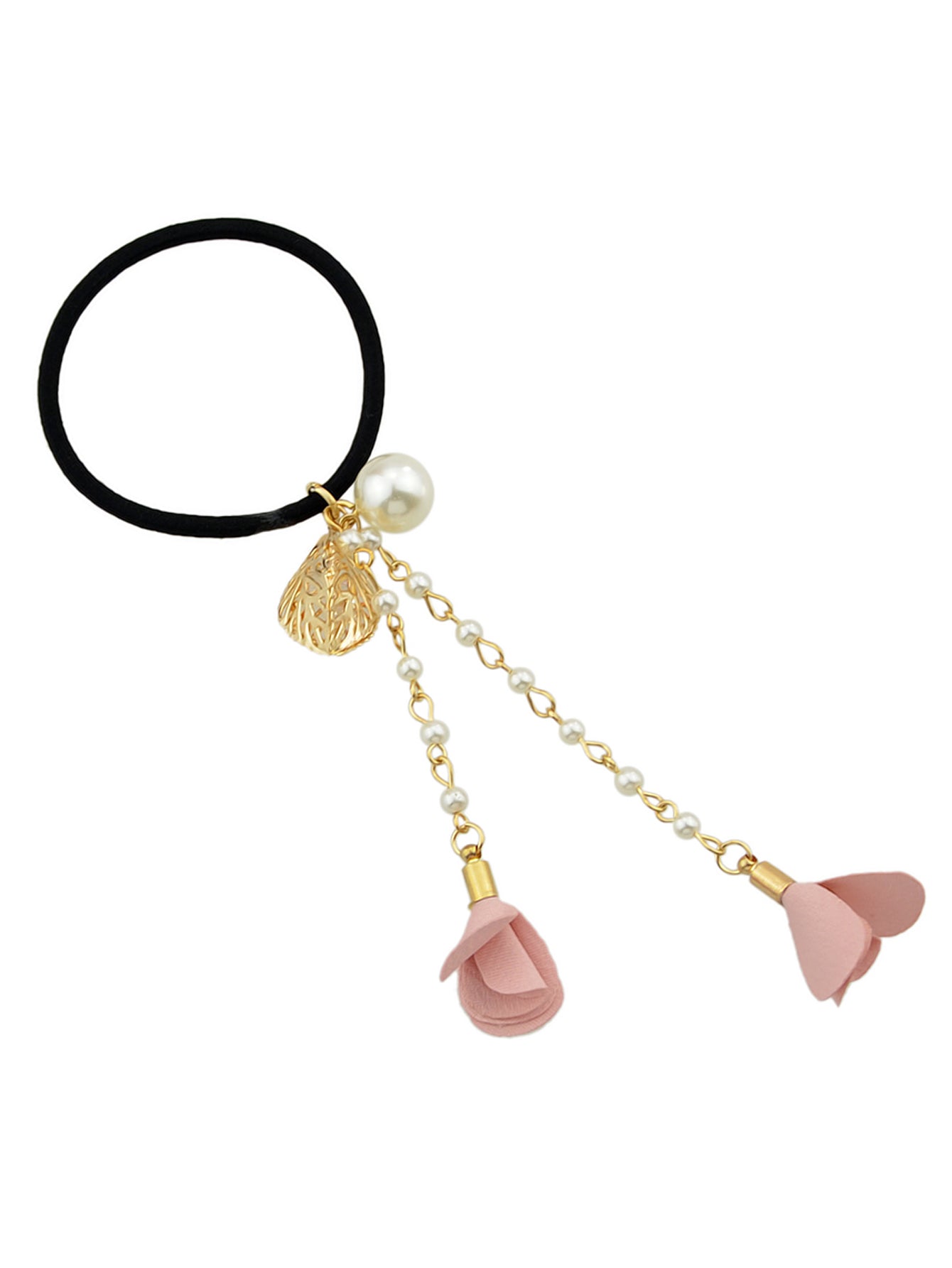 Hair Holder Accessories Pearl Long Chain Headwear Petal Elastic Hair