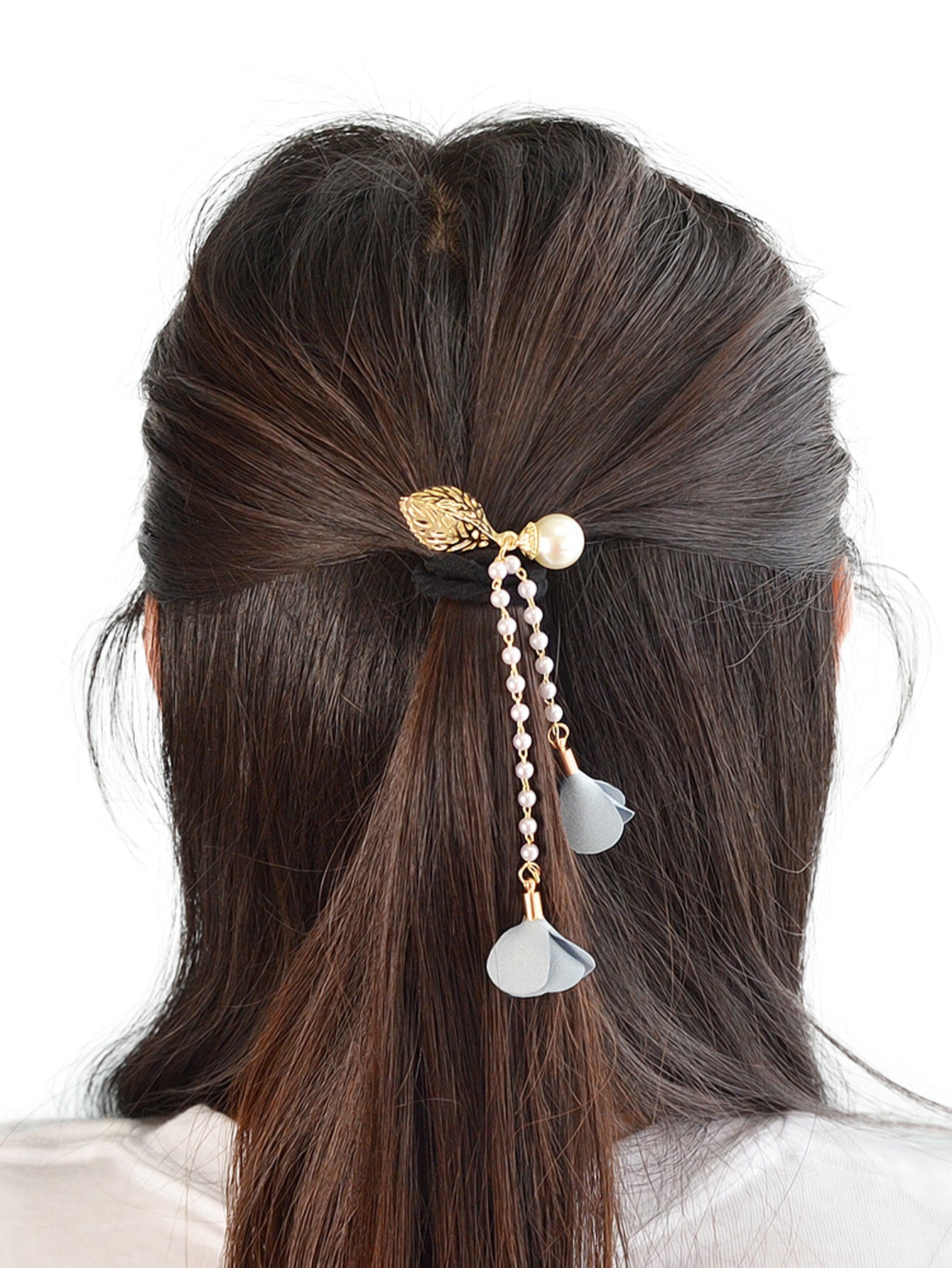 Hair Holder Accessories Pearl Long Chain Headwear Petal Elastic Hair