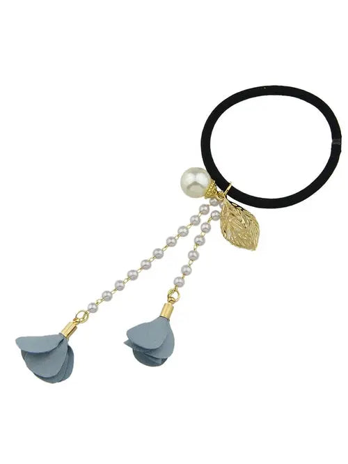 Hair Holder Accessories Pearl Long Chain Headwear Petal Elastic Hair White Demeter