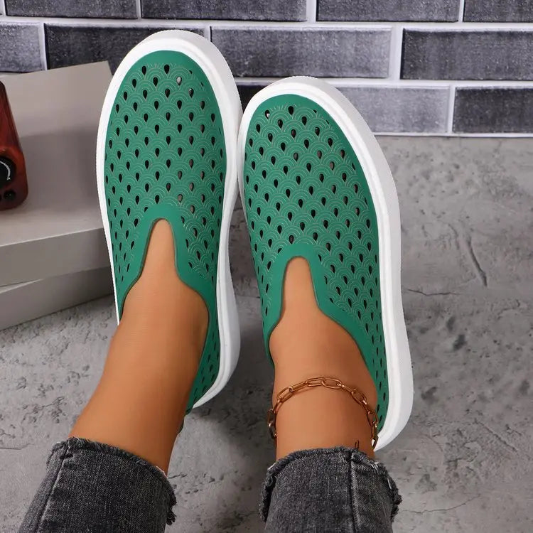 Fashion Hollow Flats Shoes Casual Versatile Thick Sole Slip-on Shallow Shoes For Women My Store