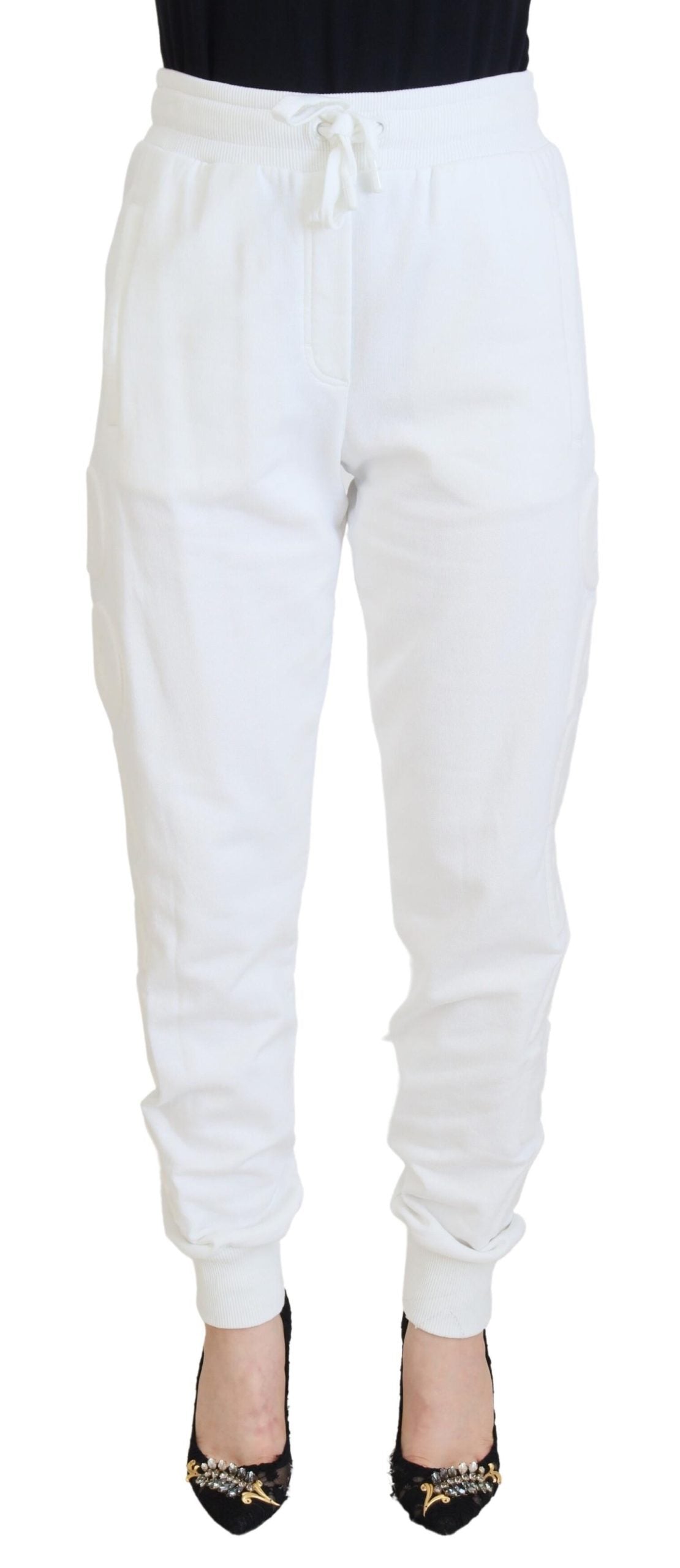 Dolce & Gabbana White Cotton Women Sweatpants Pants