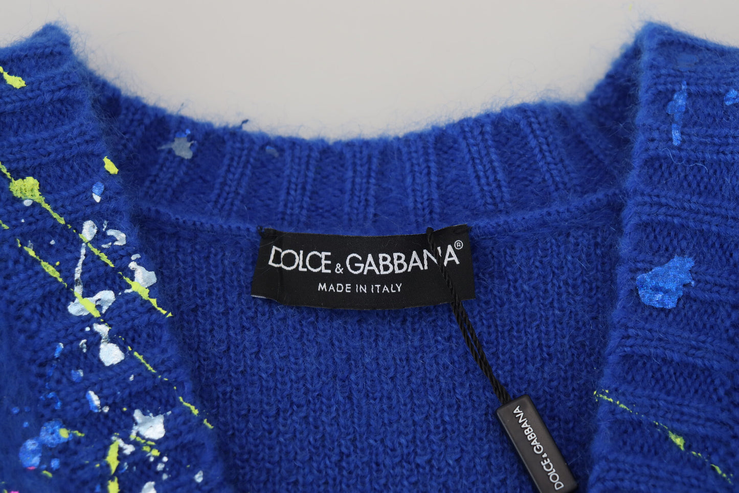 Dolce & Gabbana Blue Color Splash Mohair Cardigan Sweater
