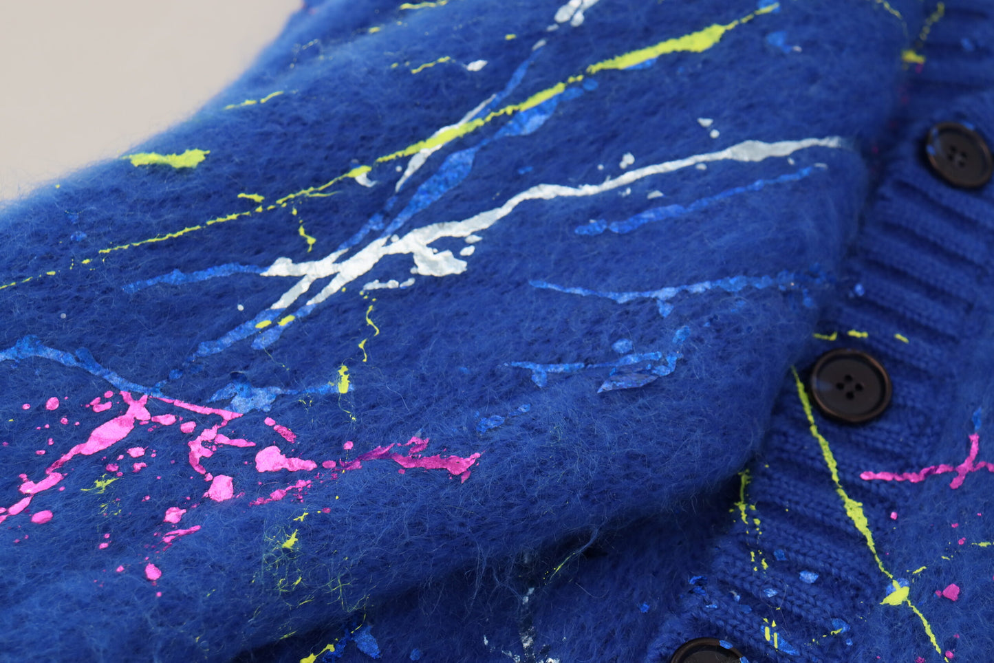 Dolce & Gabbana Blue Color Splash Mohair Cardigan Sweater