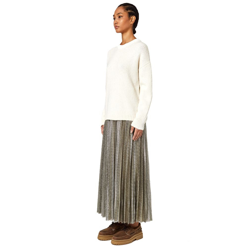 Alpha Studio White Recycled Wool Women Sweater