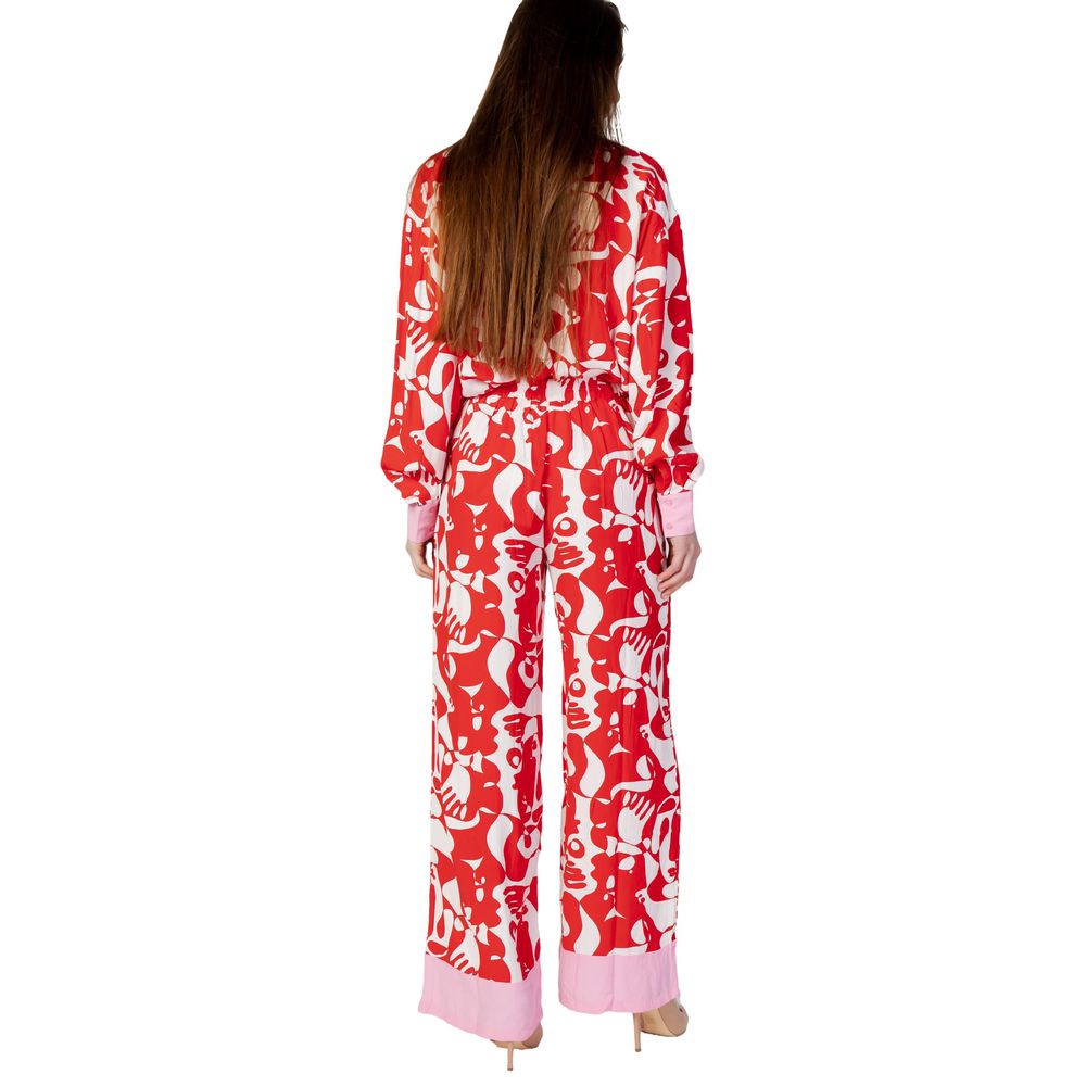 Vila Clothes Red Viscose Pant