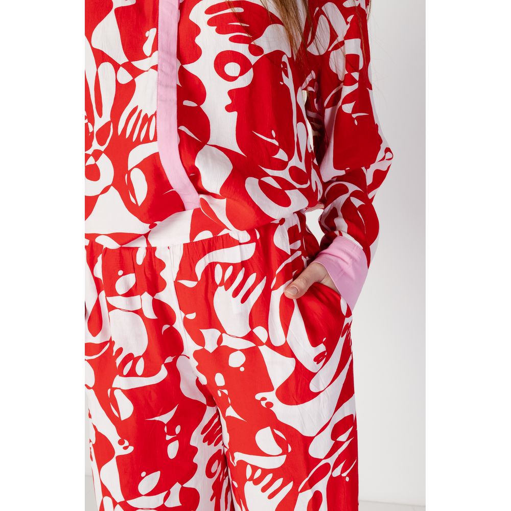 Vila Clothes Red Viscose Pant