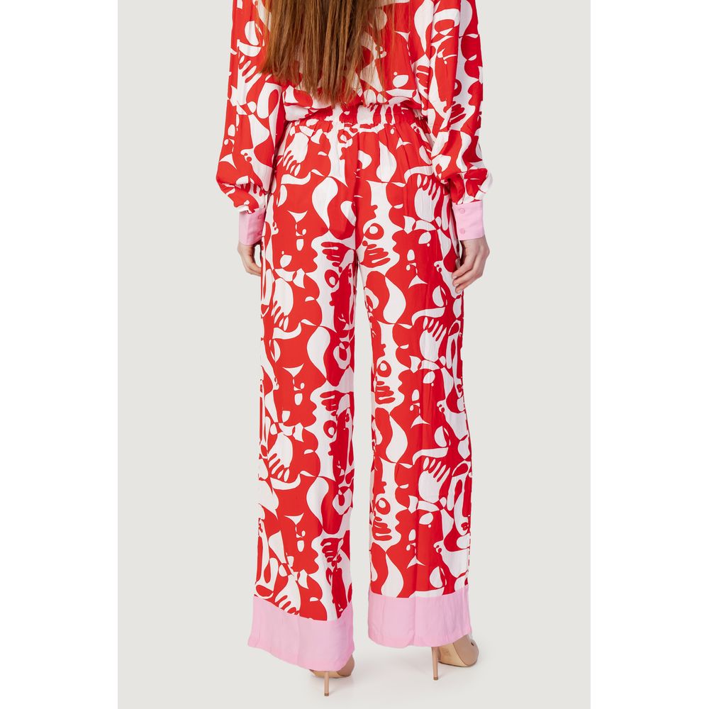 Vila Clothes Red Viscose Pant