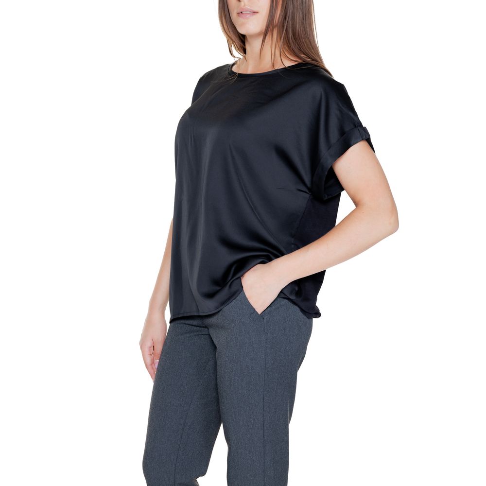 Vila Clothes Black Cotton T-Shirt