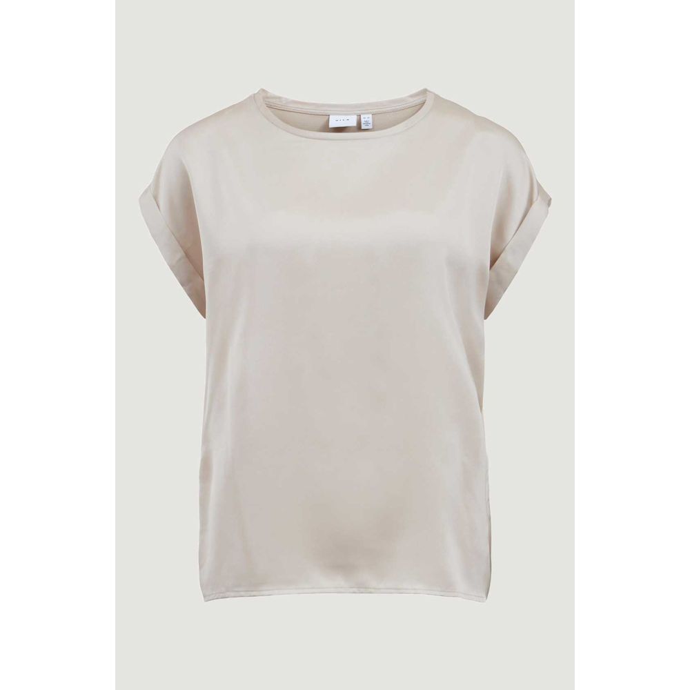 Vila Clothes Gold Cotton T-Shirt