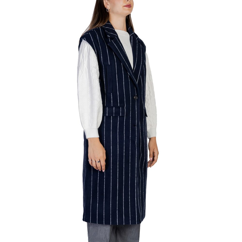 ICHI Blue Polyester Sleveless Jacket