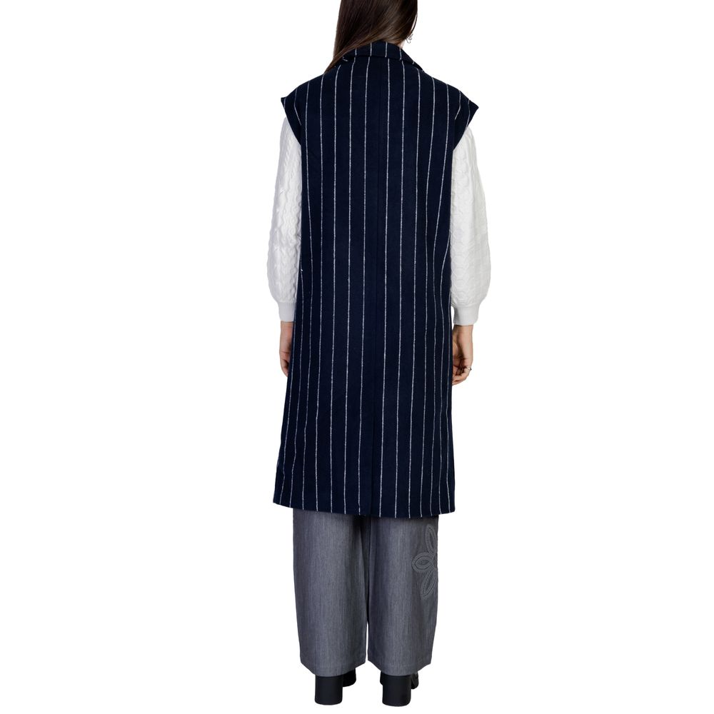 ICHI Blue Polyester Sleveless Jacket