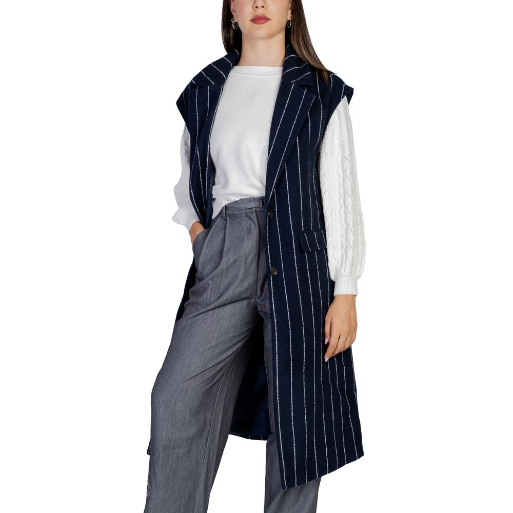 ICHI Blue Polyester Sleveless Jacket