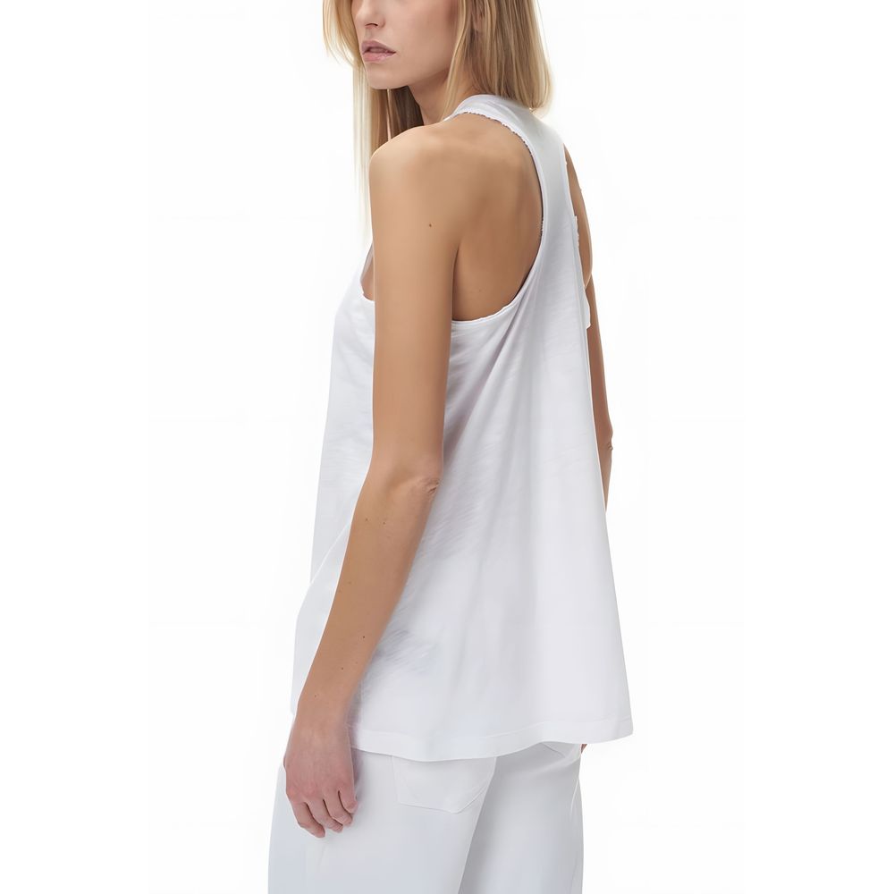 Blauer White Cotton Tank Top
