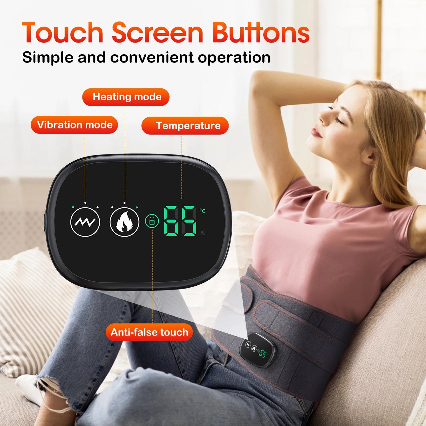 Infrared Heating Waist Massager Electric Belt Vibration USB Charge Red Light Hot Compress Lumbar Back Support Brace Pain Relief