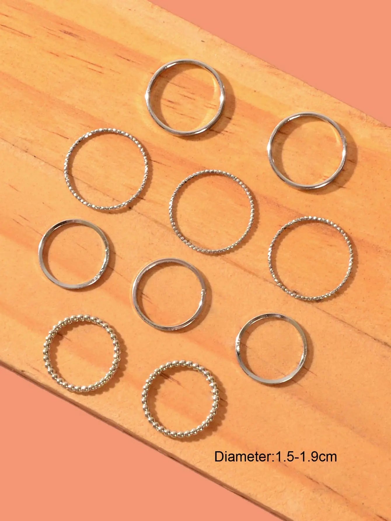 10pcs Silver Ring Bands Versatile Accessories for Every Finger White Demeter