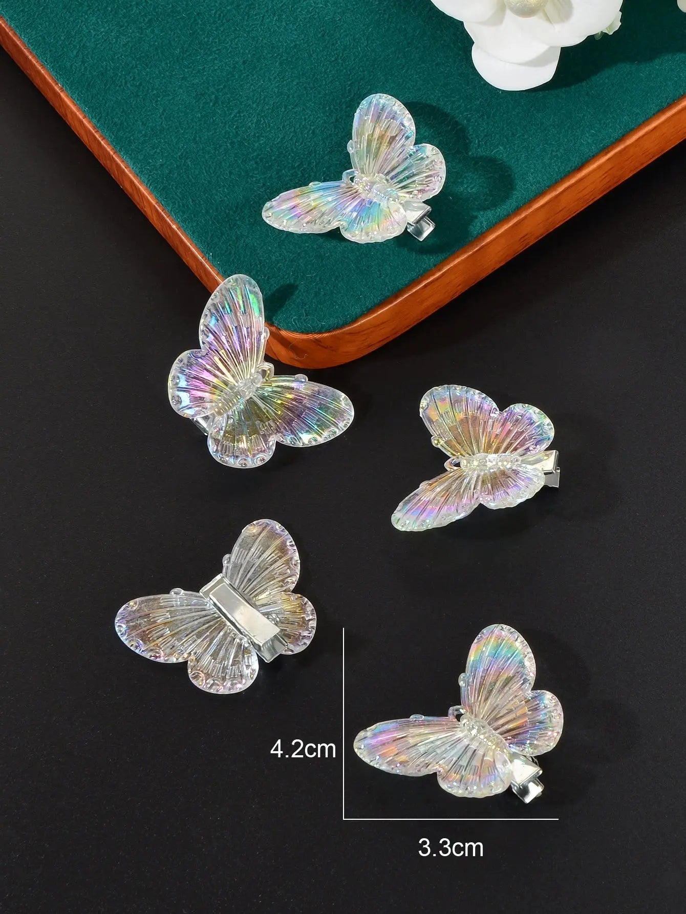 5 pcs Sweet Transparent Butterfly Hairpin Hair Clips Set Hair White Demeter