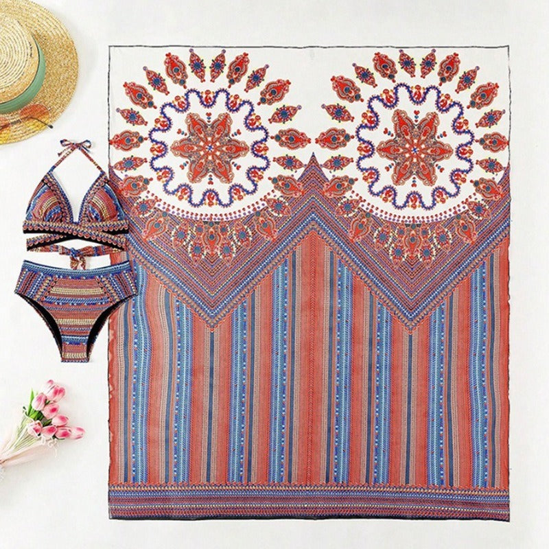 Cross-border Arrival Three-piece Split Swimsuit High Waist Sexy Cutout Blouse