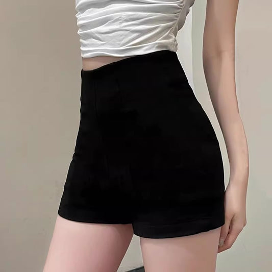 Women's Slim Black High Waist Slim A-line Bag Hip Pants
