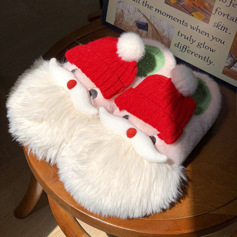 Cute Christmas Santa Claus Home Slippers Winter Warm Indoor Non-slip Floor Plush Shoes Accessories For Women