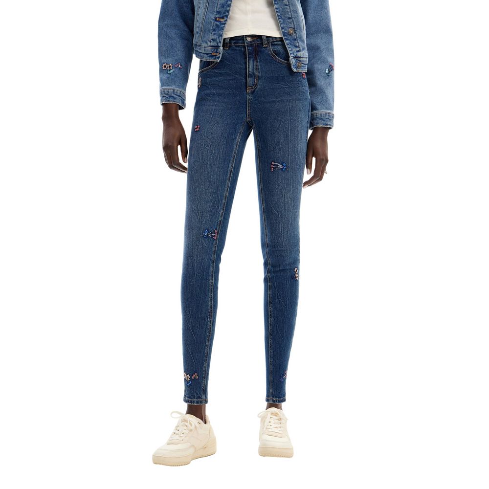 Desigual Blue Cotton Skinny Jean