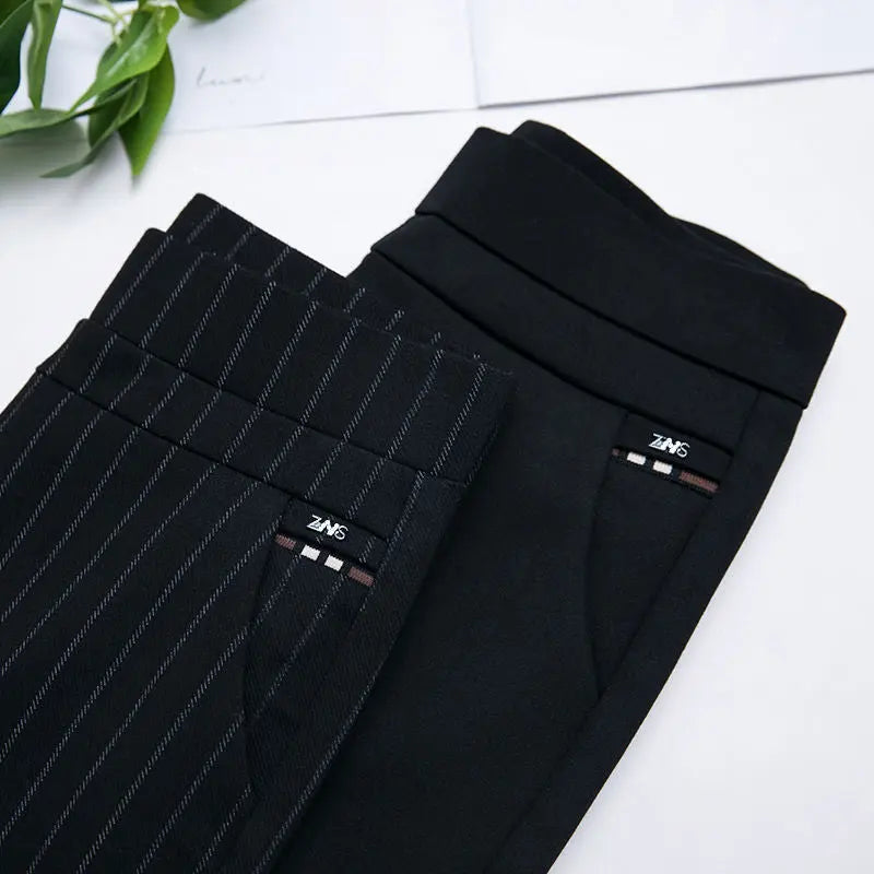 Elastic High Waist Spring Leisure Elastic StripeStraight-leg Pants My Store