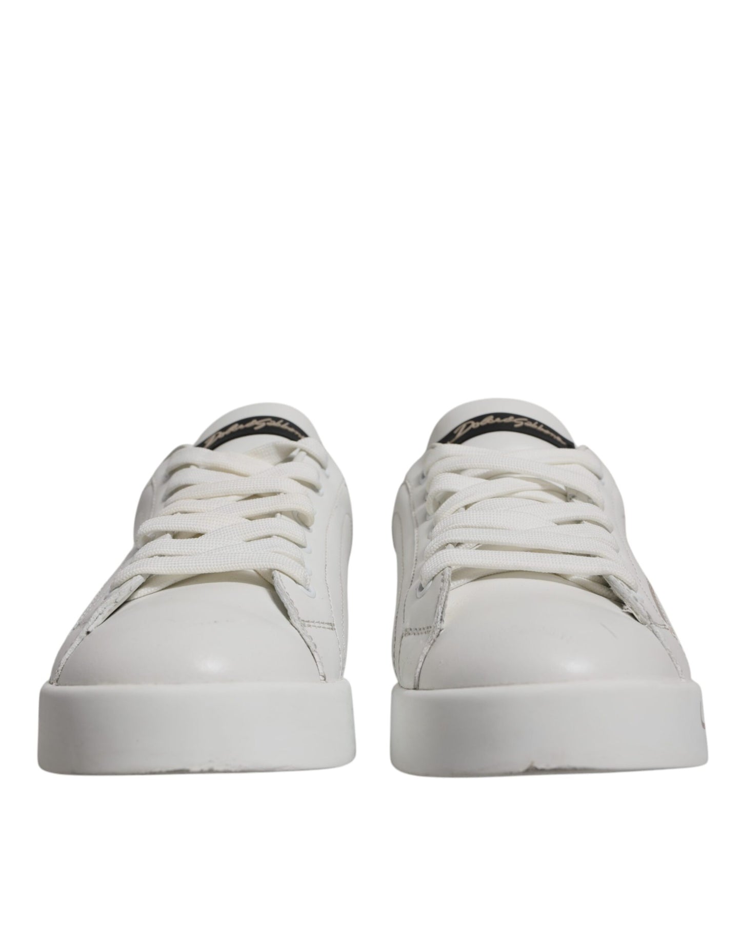 Dolce & Gabbana White Black Logo Portofino Sneakers Shoes