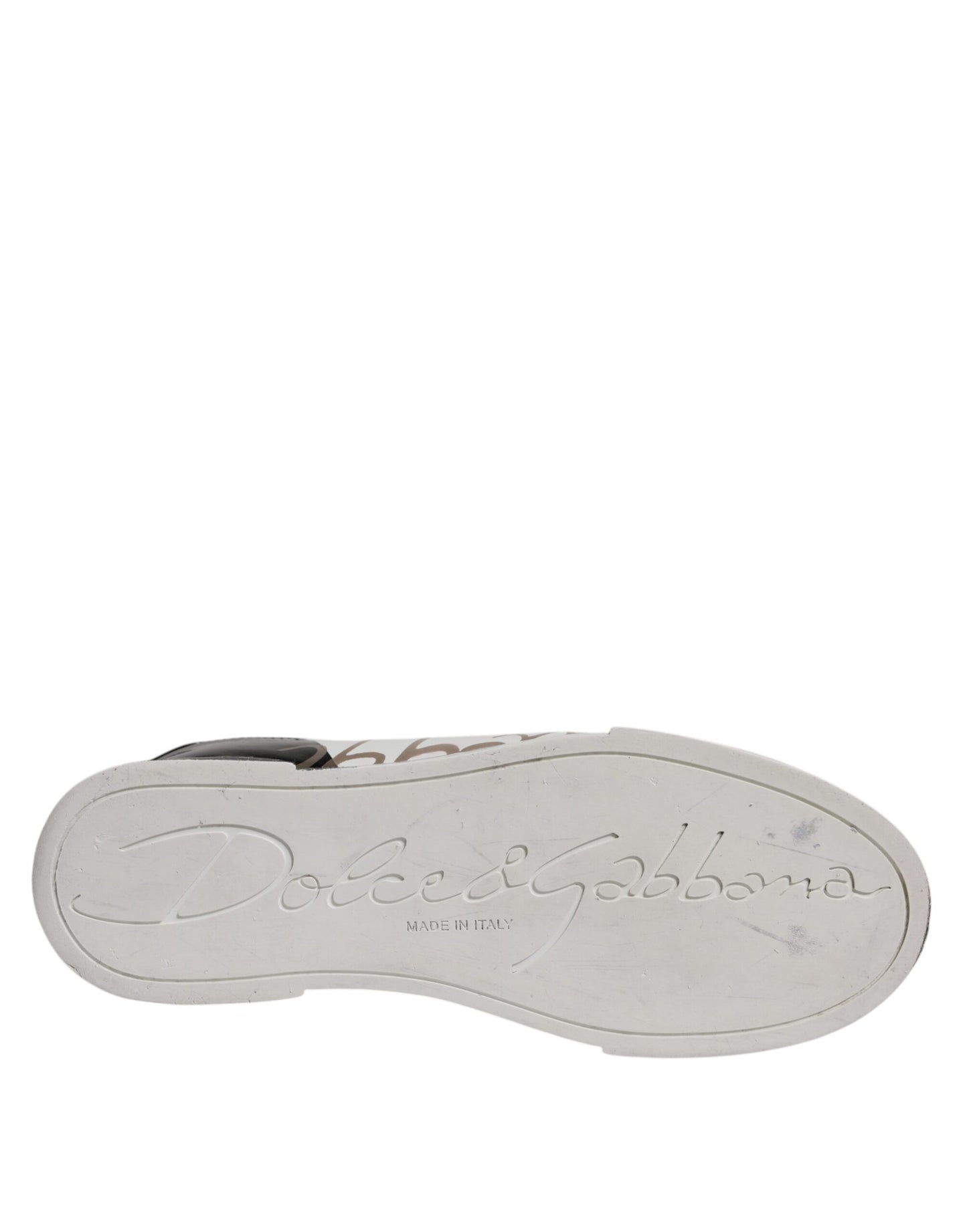 Dolce & Gabbana White Black Logo Portofino Sneakers Shoes