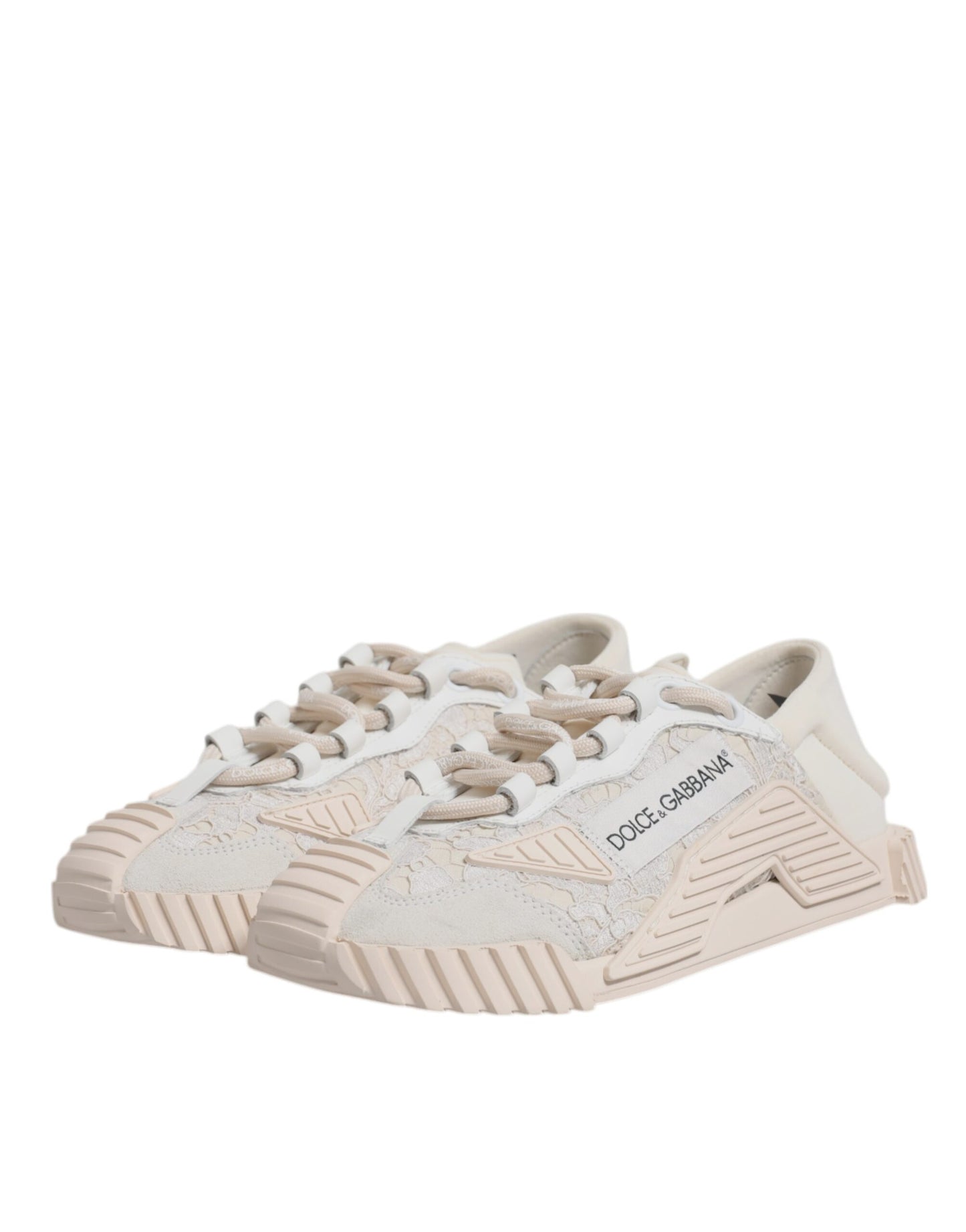 Dolce & Gabbana White Lace NS1 Low Top Sneaker Sports Shoes