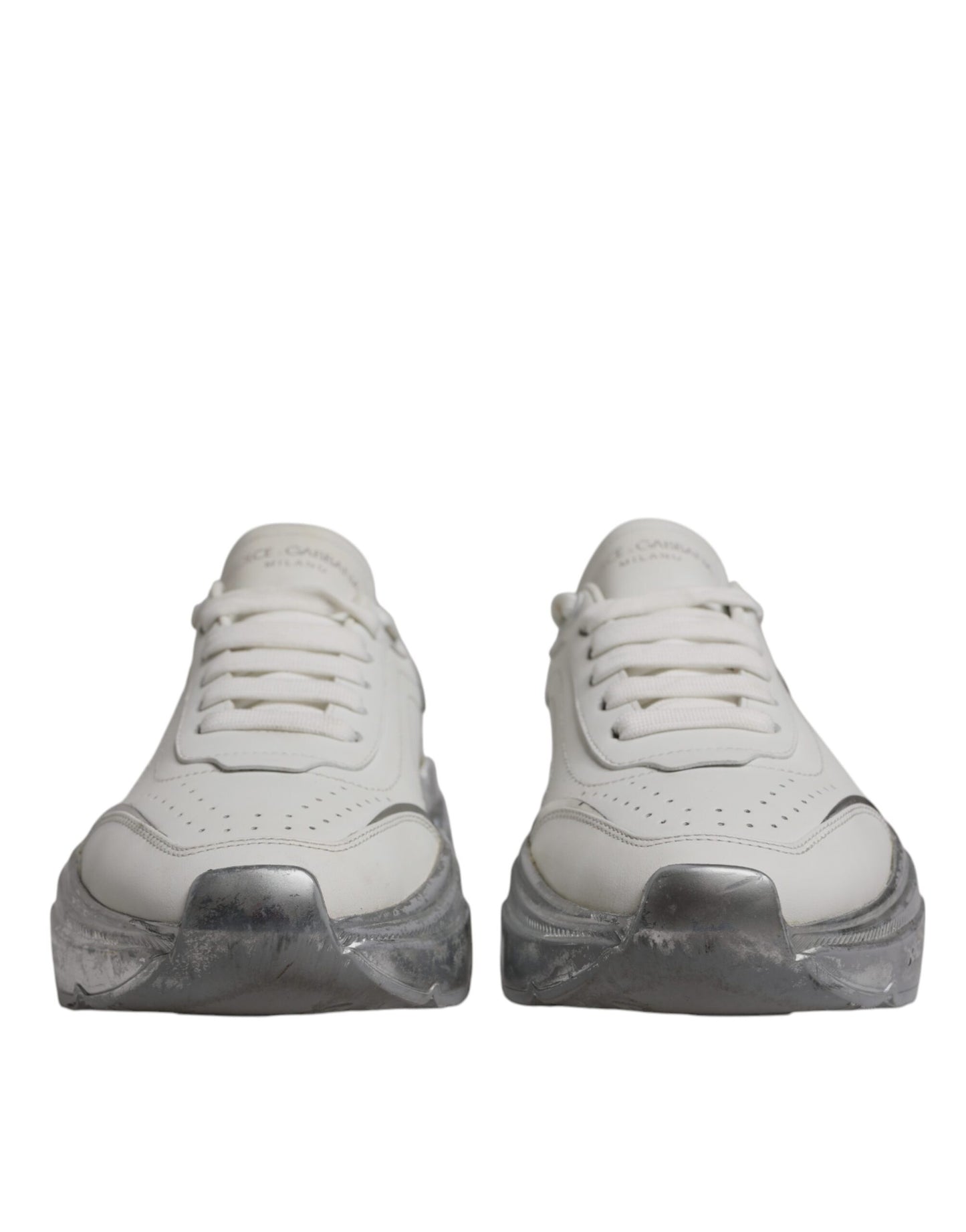 Dolce & Gabbana White Silver Daymaster Low Top Sneaker Shoes