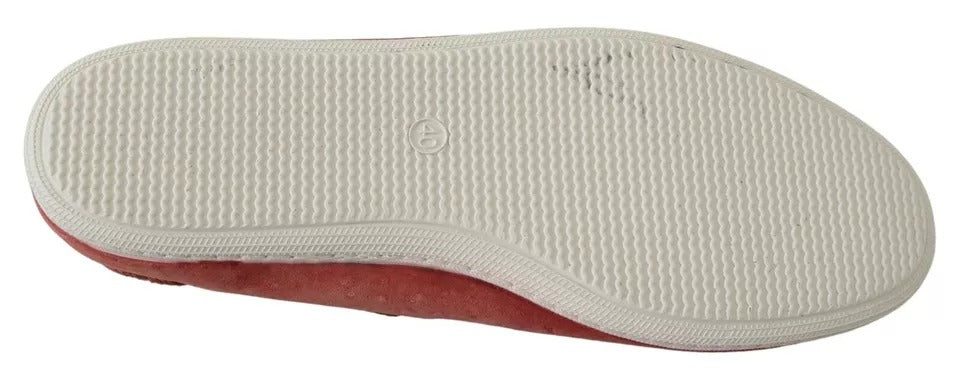 Pantofola D'Oro Scarlet Red Blue Stripe Flat Slip-On Shoes