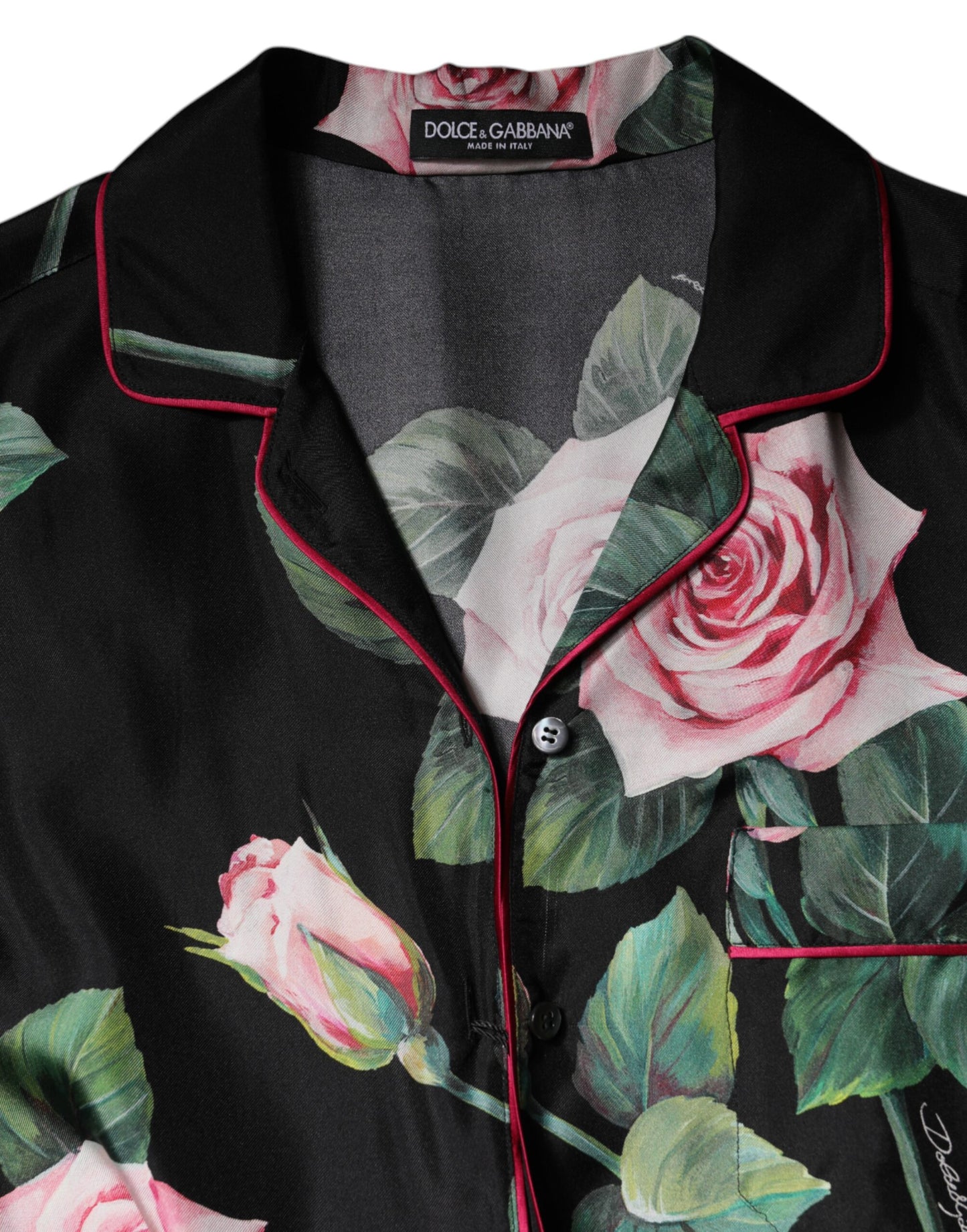 Dolce & Gabbana Black Floral Silk Lounge Sleepwear Blouse Top