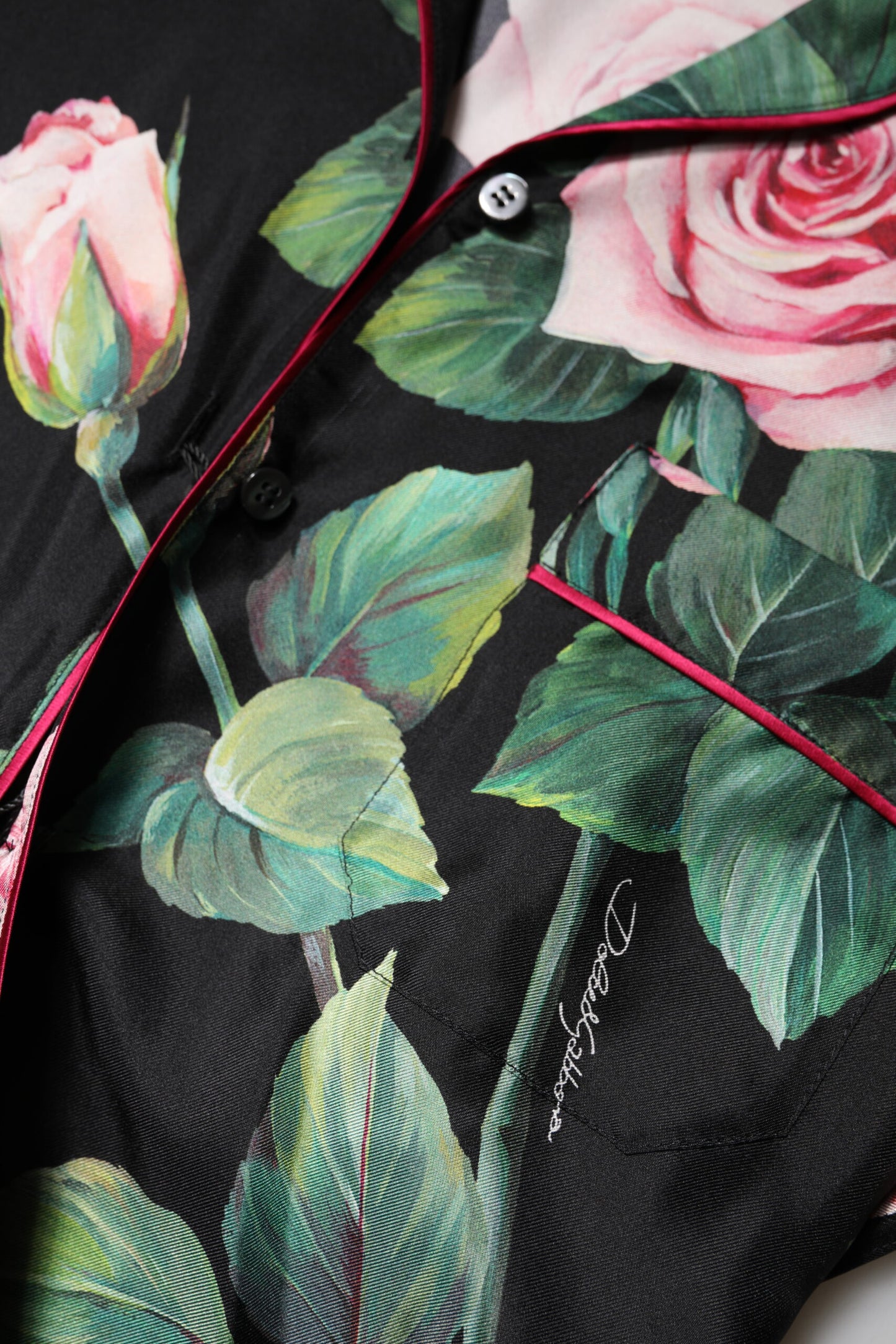 Dolce & Gabbana Black Floral Silk Lounge Sleepwear Blouse Top